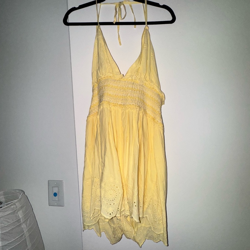 UO Halter Romper with Eyelet Details